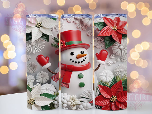 3D Festive Snowman Christmas Tumbler, Christmas Snowman Wrap, Holiday Sublimation Design, Festive Snowman Cup, 20Oz Skinny Tumbler Wrap, Winter Snowman Mug, Cute Christmas Design Sublimation SvggirlplusArt 