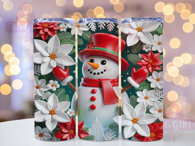 3D Festive Snowman Christmas Tumbler, Christmas Snowman Wrap, Holiday Sublimation Design, Festive Snowman Cup, 20Oz Skinny Tumbler Wrap, Winter Snowman Mug, Cute Christmas Design Sublimation SvggirlplusArt 