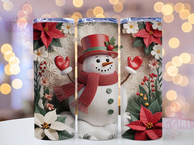 3D Festive Snowman Christmas Tumbler, Christmas Snowman Wrap, Holiday Sublimation Design, Festive Snowman Cup, 20Oz Skinny Tumbler Wrap, Winter Snowman Mug, Cute Christmas Design Sublimation SvggirlplusArt 