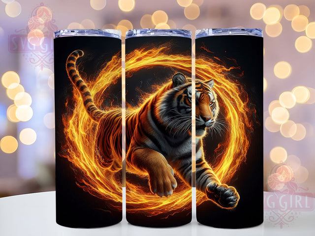 3D Fierce Jungle Tiger Tumbler, Wild Tiger Tumbler, Fierce Animal Wrap, Jungle Tiger Wrap, Artistic 3D Wrap, Sublimation Design, Trendy Gift Idea Sublimation SvggirlplusArt 