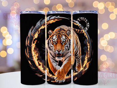 3D Fierce Jungle Tiger Tumbler, Wild Tiger Tumbler, Fierce Animal Wrap, Jungle Tiger Wrap, Artistic 3D Wrap, Sublimation Design, Trendy Gift Idea Sublimation SvggirlplusArt 