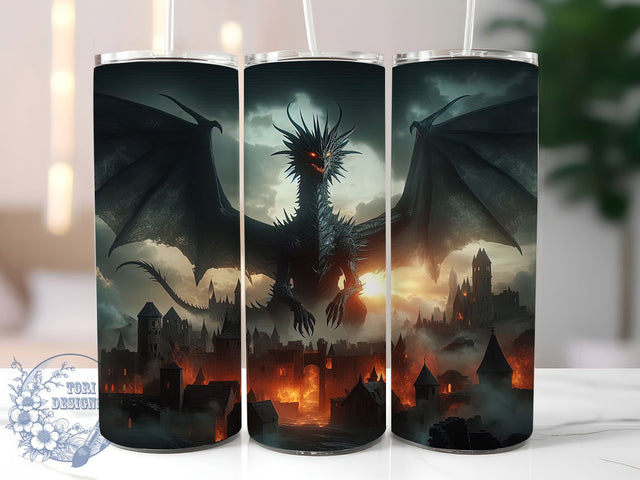 3D Fire Breathing Dragon Tumbler, Fire Breathing, Dark Fantasy, 20Oz Tumbler, Sublimation Design, Realistic Dragon, Mythical Creature Sublimation ToriDesigns 