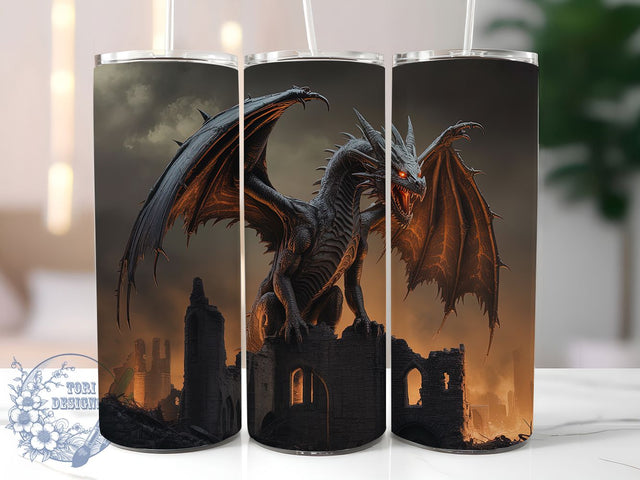 3D Fire Breathing Dragon Tumbler, Fire Breathing, Dark Fantasy, 20Oz Tumbler, Sublimation Design, Realistic Dragon, Mythical Creature Sublimation ToriDesigns 