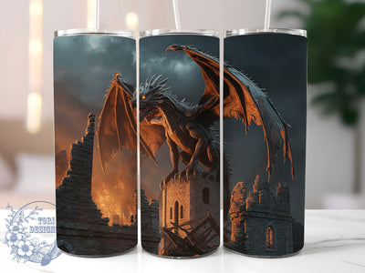 3D Fire Breathing Dragon Tumbler, Fire Breathing, Dark Fantasy, 20Oz Tumbler, Sublimation Design, Realistic Dragon, Mythical Creature Sublimation ToriDesigns 