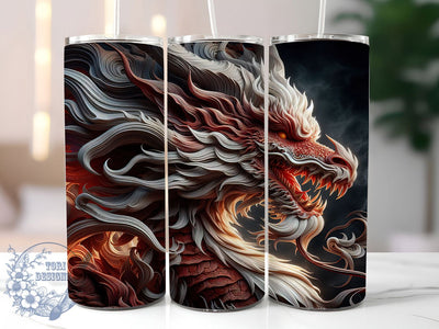 3D Fire Dragon Fantasy Tumbler, 3D Tumbler, Fantasy Wrap, Mythical Dragon, 20Oz Tumbler, Sublimation Design, Fire Dragon Sublimation ToriDesigns 