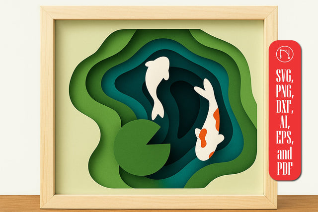 3D Fish Pond Multilayer Shadow Box SVG SVG MD JOYNAL ABDIN 
