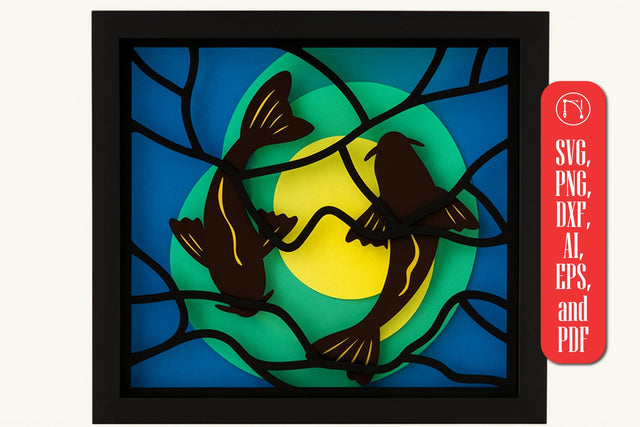 3D Fish Pond Multilayer Shadow Box SVG SVG MD JOYNAL ABDIN 