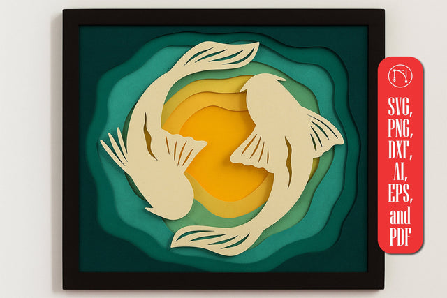 3D Fish Pond Multilayer Shadow Box SVG SVG MD JOYNAL ABDIN 