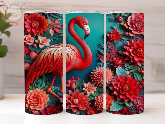 3D Flamingo 20oz Tumbler Png, Straight & Tapered Tumbler Png, Flamingo Tumbler Png, Digital Download PNG Sublimation Lara' s Designs 