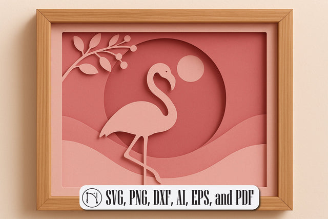 3D Flamingo Shadow Box SVG Cut File SVG MD JOYNAL ABDIN 