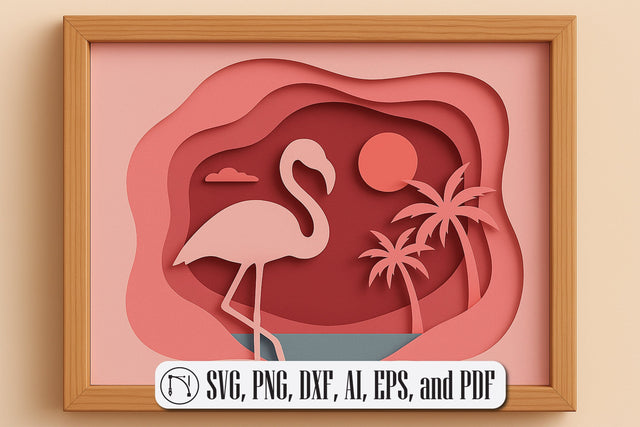3D Flamingo Shadow Box SVG Cut File SVG MD JOYNAL ABDIN 