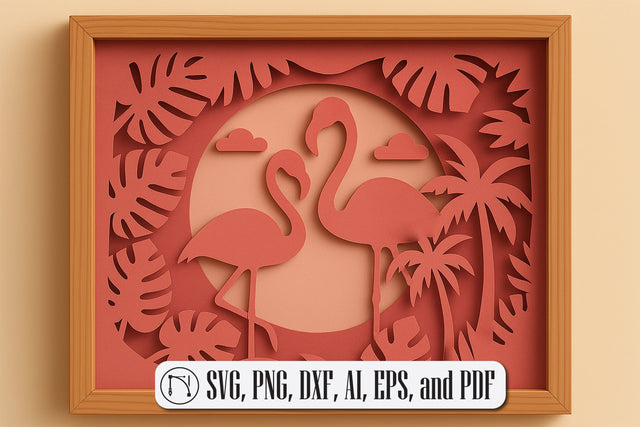 3D Flamingo Shadow Box SVG Cut File SVG MD JOYNAL ABDIN 