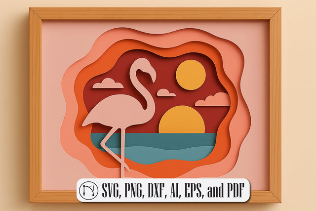 3D Flamingo Shadow Box SVG Cut File SVG MD JOYNAL ABDIN 