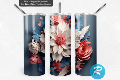 3D Floral 20 Oz Tumbler Sublimation Regulrcrative 