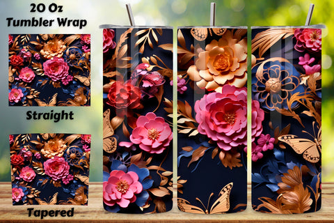 3D floral arrangement Tumbler Wrap, Seamless Tumbler Wrap Sublimation FloridPrintables 
