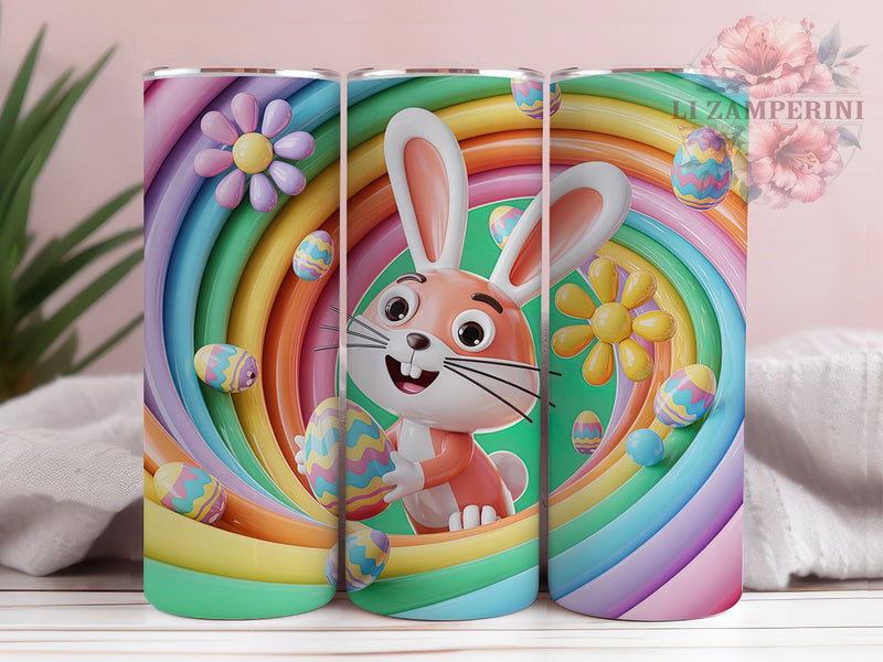 3D Floral Bunny Egg Tumbler, Ceramic Easter Tumbler, Bunny with Flowers Wrap, Stylish 20oz Wrap, Sublimation Design, Trendy Gift Idea, Inspirational Easter Tumbler Sublimation Li Zamperini 