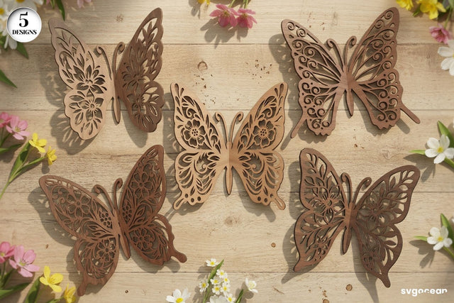 3D Floral Butterflies SVG Bundle SVG SvgOcean 