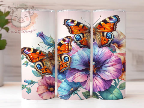 3D Floral Butterfly 20 oz Skinny Tumbler Sublimation Design, Straight & Tapered Tumbler Png, Pastel Butterfly Tumbler Png, Digital Download PNG Sublimation Lara' s Designs 