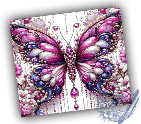 3D Floral Butterfly 20oz Skinny Tumbler PNG, Butterfly Tumbler Sublimation Wrap, Straight & Tapered Tumbler Wrap, Instant Digital Download Sublimation ToriDesigns 