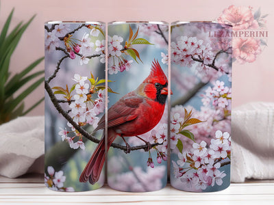3D Floral Cardinal Tumbler, Red Bird Tumbler, Floral Cardinal 20oz Wrap, Sublimation Design, Bird Lover Gift, Cardinal Flowers Wrap, Nature Inspired Tumbler Sublimation Li Zamperini 