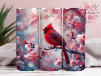 3D Floral Cardinal Tumbler, Red Bird Tumbler, Floral Cardinal 20oz Wrap, Sublimation Design, Bird Lover Gift, Cardinal Flowers Wrap, Nature Inspired Tumbler Sublimation Li Zamperini 
