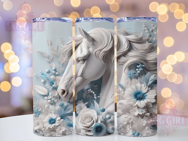 3D Floral Carved Horse 20oz Tumbler, Floral Horse Tumbler, Carved Horse Design, 20oz Tumbler Wrap, Sublimation Tumbler Design, Equestrian Gift Tumbler, Digital Download Sublimation SvggirlplusArt 