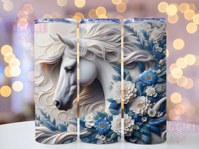 3D Floral Carved Horse 20oz Tumbler, Floral Horse Tumbler, Carved Horse Design, 20oz Tumbler Wrap, Sublimation Tumbler Design, Equestrian Gift Tumbler, Digital Download Sublimation SvggirlplusArt 
