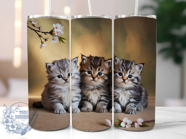 3D Floral Cute Kitty Cat Tumbler Wrap, Cute Cat With Flowers, Floral Kitty Drinkware, Pet Lover Sublimation Cup, Cat Mom Gift Tumbler, Playful Cat And Flowers Design, Animal Lover Wrap Sublimation ToriDesigns 