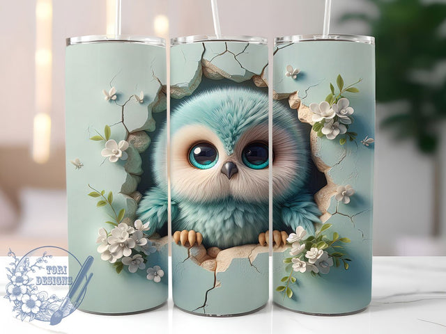 3D Floral Daisy Owl Tumbler, Owl in Daisies Tumbler, Whimsical Owl Wrap, Rustic Owl Wrap, Floral Owl Wrap, Sublimation Design, Trendy Gift Idea Sublimation ToriDesigns 