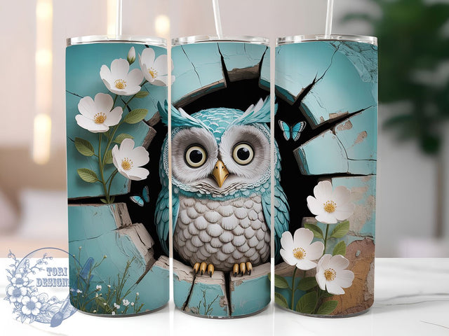 3D Floral Daisy Owl Tumbler, Owl in Daisies Tumbler, Whimsical Owl Wrap, Rustic Owl Wrap, Floral Owl Wrap, Sublimation Design, Trendy Gift Idea Sublimation ToriDesigns 