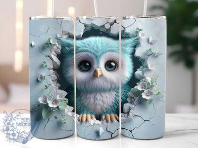 3D Floral Daisy Owl Tumbler, Owl in Daisies Tumbler, Whimsical Owl Wrap, Rustic Owl Wrap, Floral Owl Wrap, Sublimation Design, Trendy Gift Idea Sublimation ToriDesigns 