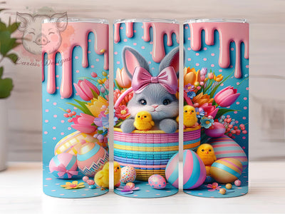 3D Floral Easter Bunny Tumbler, Easter Bunny Tumbler, Whimsical Chicken Wrap, Floral Easter Wrap, Vibrant Bunny Wrap, Sublimation Design, Trendy Gift Idea Sublimation Lara' s Designs 