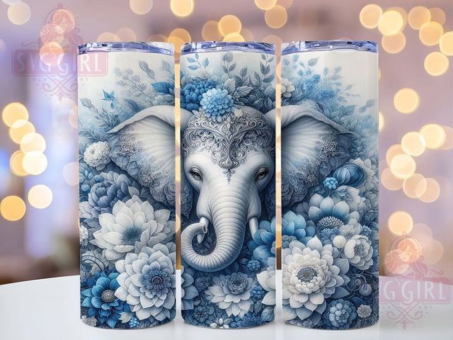 3D Floral Elephant Tumbler, 3D Animal Wrap, 20oz Tumbler Sublimation, Exotic Wildlife Design, Botanical Elephant Sublimation, Majestic Jungle Tumbler, Nature Spirit Wrap Sublimation SvggirlplusArt 