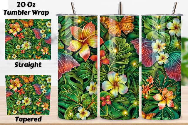 3D Floral Fantasy Tumbler Wrap | Seamless Wrap Design Sublimation FloridPrintables 