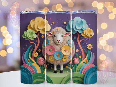 3D Floral Farm Sheep Tumbler, Floral Sheep Tumbler, Elegant Farm Sheep Wrap, Whimsical Sheep Wrap, Rustic Floral Wrap, Sublimation Design, Trendy Gift Idea Sublimation SvggirlplusArt 