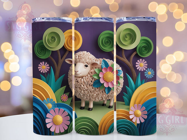 3D Floral Farm Sheep Tumbler, Floral Sheep Tumbler, Elegant Farm Sheep Wrap, Whimsical Sheep Wrap, Rustic Floral Wrap, Sublimation Design, Trendy Gift Idea Sublimation SvggirlplusArt 