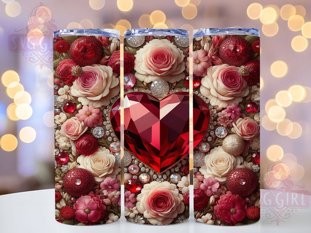 3D Floral Heart Valentine Tumbler, 3D Love Wrap, Cute Hearts Cup, Romantic Sublimation Design, Valentine Gift Tumbler, Sweet Floral Hearts Wrap, Adorable Love Cup Sublimation SvggirlplusArt 