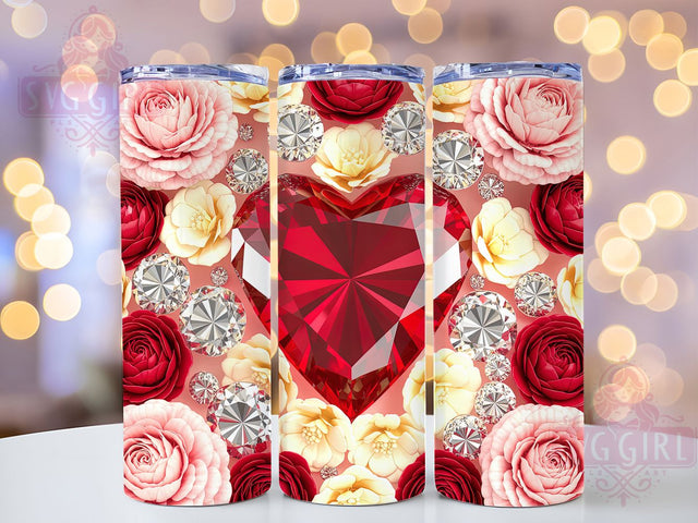 3D Floral Heart Valentine Tumbler, 3D Love Wrap, Cute Hearts Cup, Romantic Sublimation Design, Valentine Gift Tumbler, Sweet Floral Hearts Wrap, Adorable Love Cup Sublimation SvggirlplusArt 