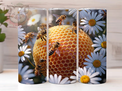 3D Floral Honeycomb Bee Tumbler, Honeycomb Tumbler, Floral Bee Wrap, Rustic Honey Wrap, Vibrant Bee Design, Sublimation Design, Trendy Gift Idea Sublimation Lara' s Designs 