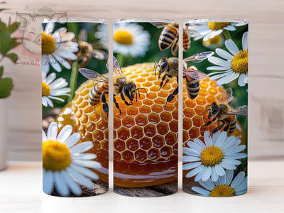 3D Floral Honeycomb Bee Tumbler, Honeycomb Tumbler, Floral Bee Wrap, Rustic Honey Wrap, Vibrant Bee Design, Sublimation Design, Trendy Gift Idea Sublimation Lara' s Designs 