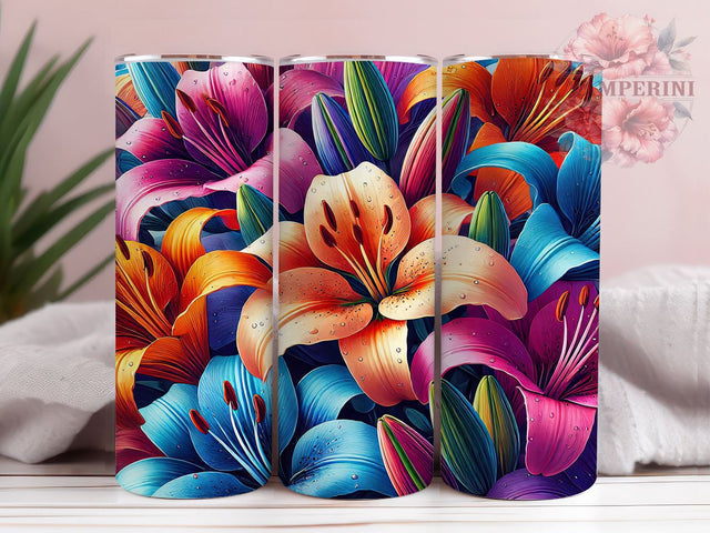 3D Floral Lilly 20oz Tumbler, Flower Wrap, 20oz Sublimation, Floral Drinkware, Custom Lilly Mug, Colorful Tumbler, Personalized Flower Cup Sublimation Li Zamperini 