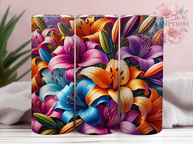 3D Floral Lilly 20oz Tumbler, Flower Wrap, 20oz Sublimation, Floral Drinkware, Custom Lilly Mug, Colorful Tumbler, Personalized Flower Cup Sublimation Li Zamperini 