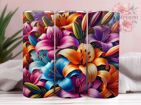3D Floral Lilly 20oz Tumbler, Flower Wrap, 20oz Sublimation, Floral Drinkware, Custom Lilly Mug, Colorful Tumbler, Personalized Flower Cup Sublimation Li Zamperini 