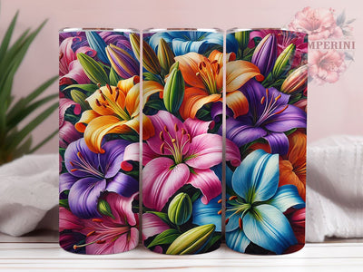 3D Floral Lilly 20oz Tumbler, Flower Wrap, 20oz Sublimation, Floral Drinkware, Custom Lilly Mug, Colorful Tumbler, Personalized Flower Cup Sublimation Li Zamperini 
