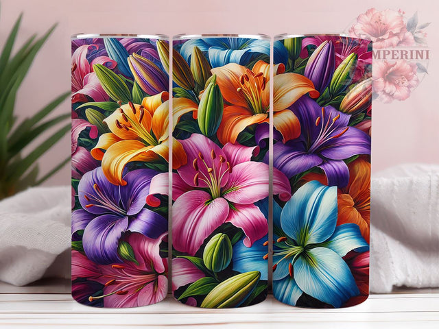 3D Floral Lilly 20oz Tumbler, Flower Wrap, 20oz Sublimation, Floral Drinkware, Custom Lilly Mug, Colorful Tumbler, Personalized Flower Cup Sublimation Li Zamperini 