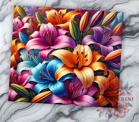 3D Floral Lilly 20oz Tumbler, Flower Wrap, 20oz Sublimation, Floral Drinkware, Custom Lilly Mug, Colorful Tumbler, Personalized Flower Cup Sublimation Li Zamperini 
