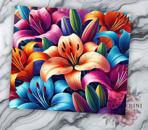 3D Floral Lilly 20oz Tumbler, Flower Wrap, 20oz Sublimation, Floral Drinkware, Custom Lilly Mug, Colorful Tumbler, Personalized Flower Cup Sublimation Li Zamperini 