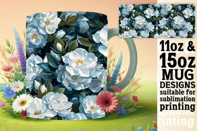 3D Floral Mug Wrap 11oz 15oz Sublimation afrosvg 
