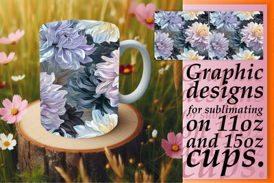 3D Floral Mug Wrap for 11oz 15oz Sublimation afrosvg 