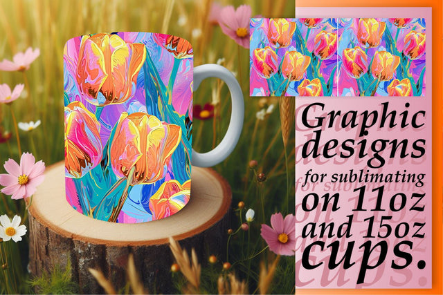 3D Floral Mug Wrap Print Sublimation afrosvg 